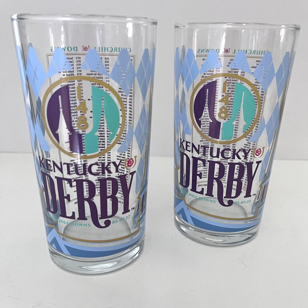 (2) 2022 148th Kentucky Derby Churchill Downs Mint Julep Glasses 10oz Horse Race